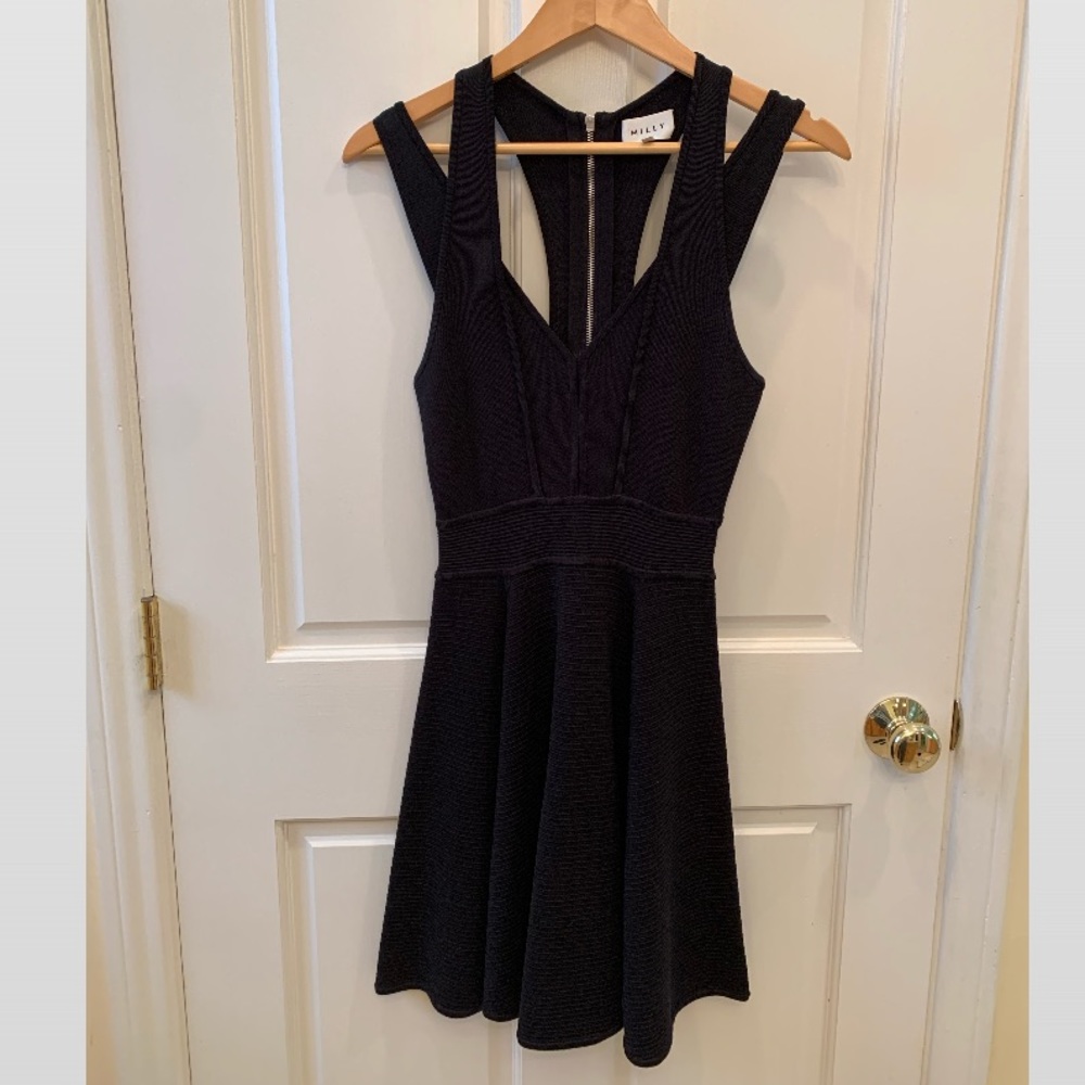 MILLY Black Racerback Cocktail Dress